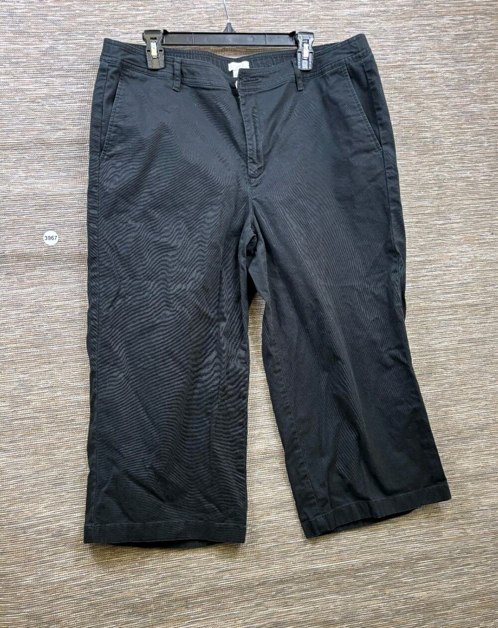J.Jill Cropped Wide-Leg Cotton Blend Pants Womens Size 18 Black High Rise